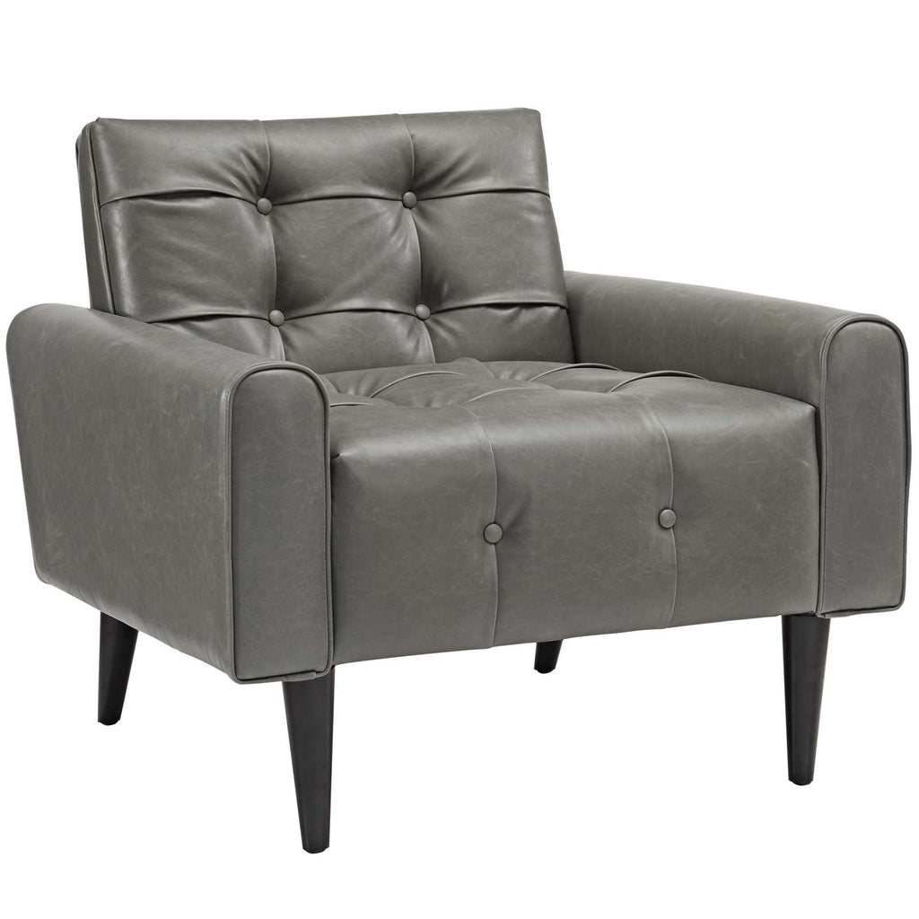 Delve Upholstered Vinyl Accent Chair in Gray