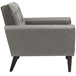 Delve Upholstered Vinyl Accent Chair in Gray