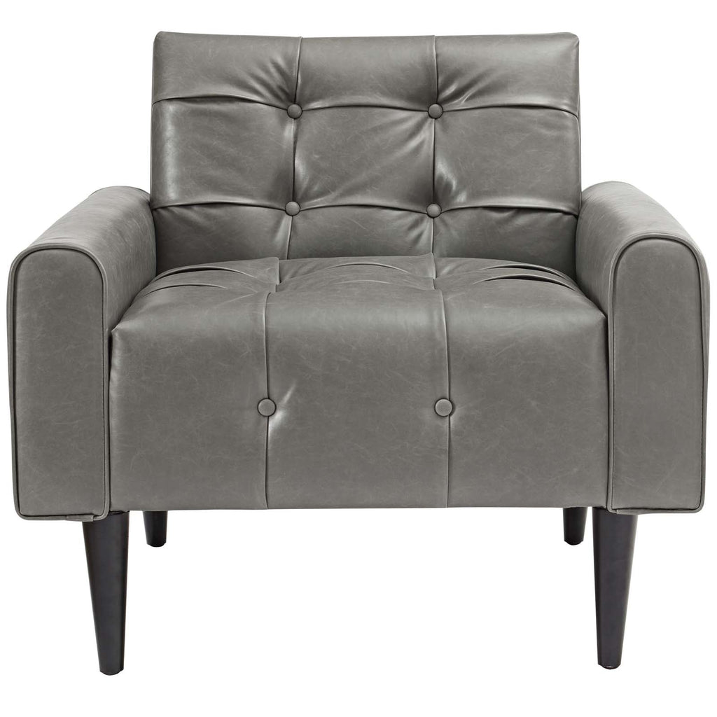 Delve Upholstered Vinyl Accent Chair in Gray