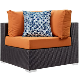 Convene 7 Piece Outdoor Patio Sectional Set in Espresso Orange-1