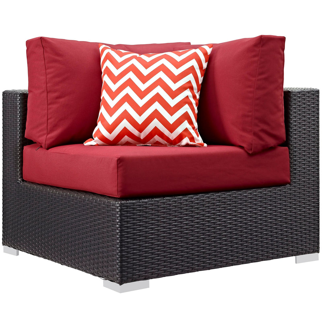 Convene 7 Piece Outdoor Patio Sectional Set in Espresso Red-1