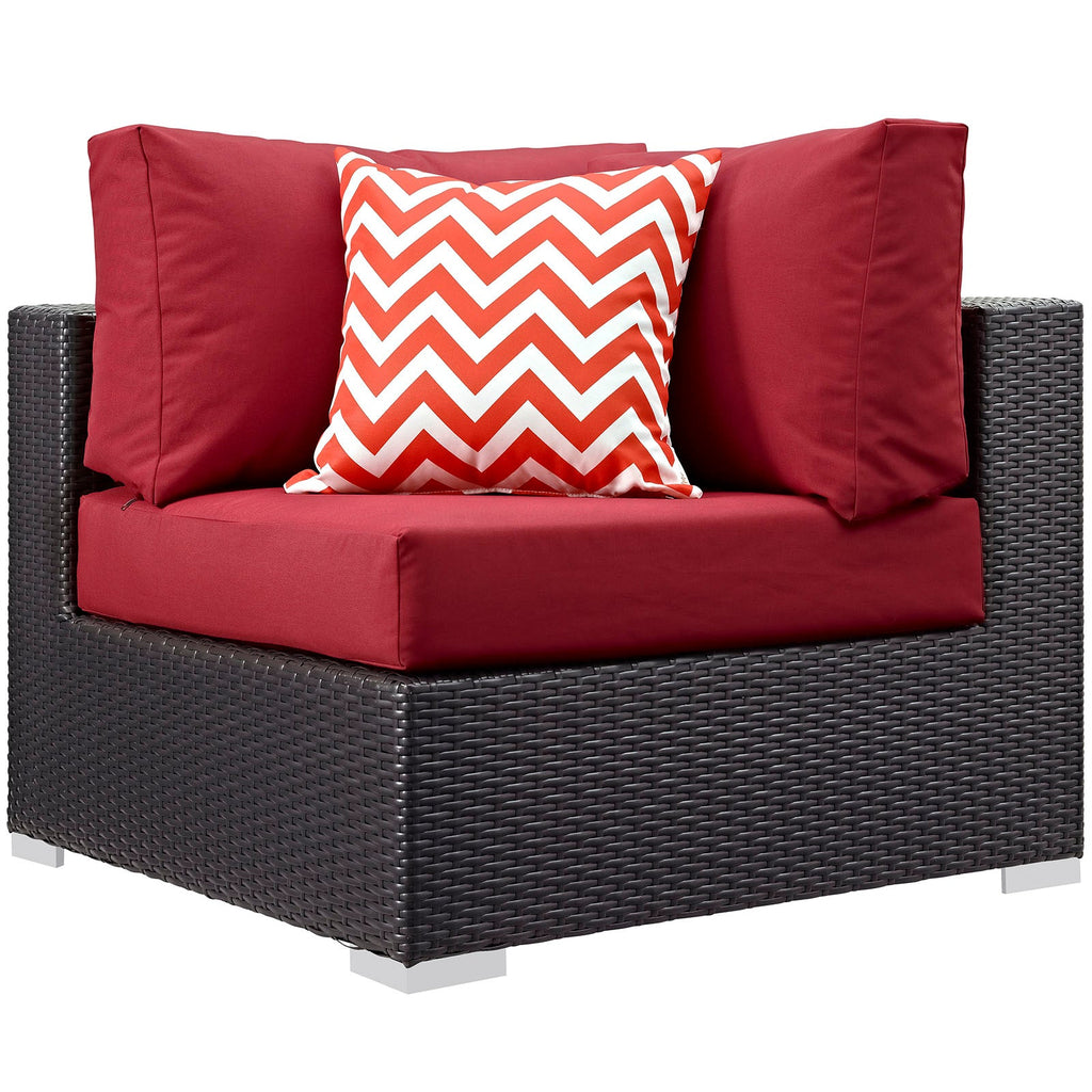 Convene 7 Piece Outdoor Patio Sectional Set in Expresso Red-1