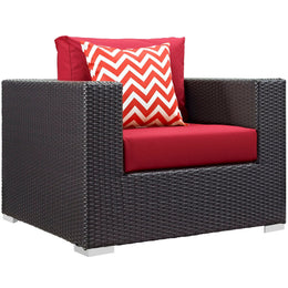 Convene 3 Piece Outdoor Patio Sofa Set in Espresso Red-2