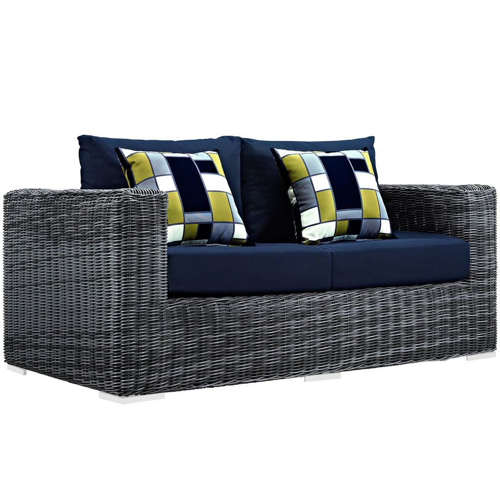 Summon 8 Piece Outdoor Patio Sunbrella Sectional Set in Canvas Navy-1