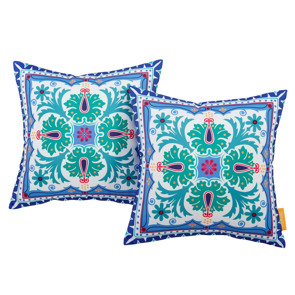 Modway Two Piece Outdoor Patio Pillow Set in Clover