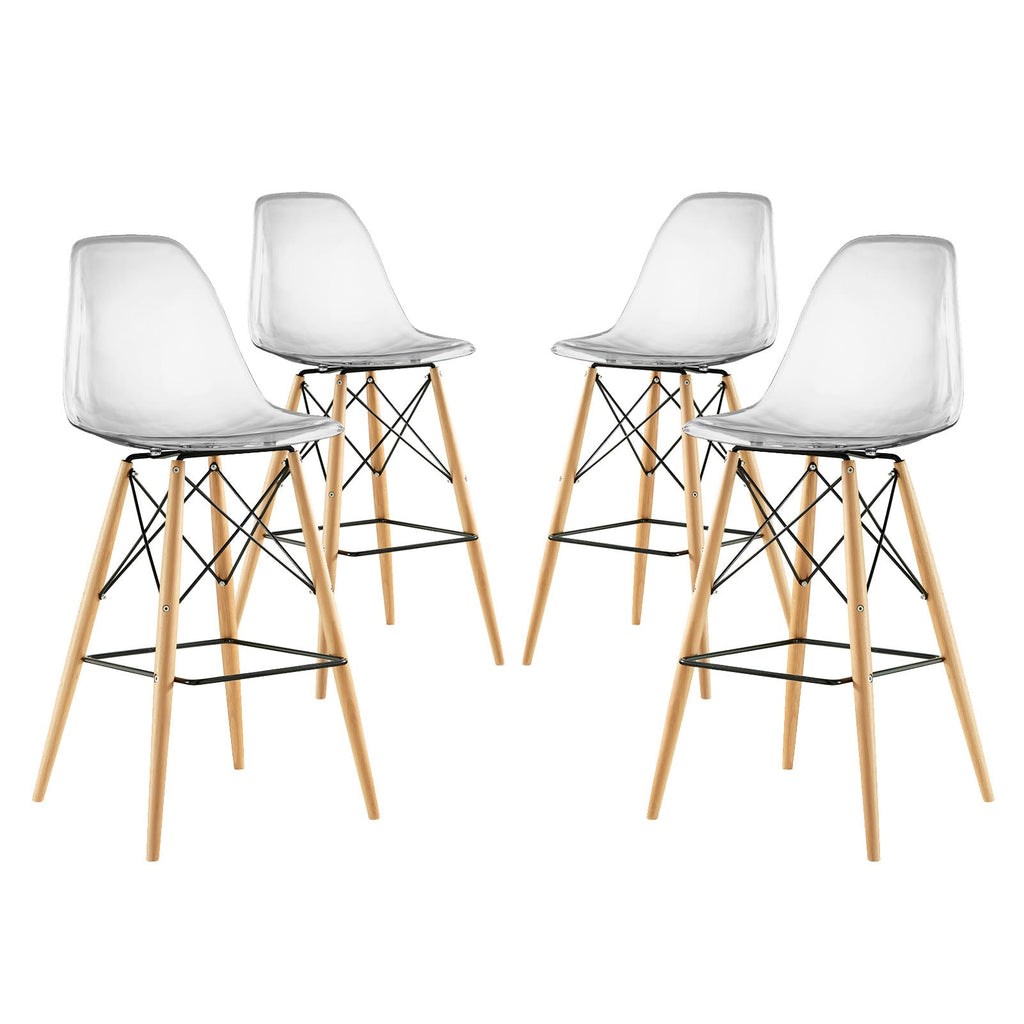 Pyramid Dining Side Bar Stool Set of 4 in Clear