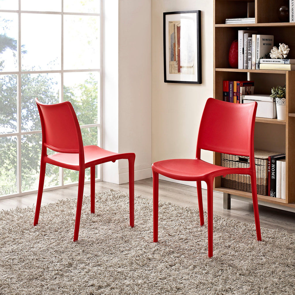 Hipster Dining Side Chair Set of 2 in Red