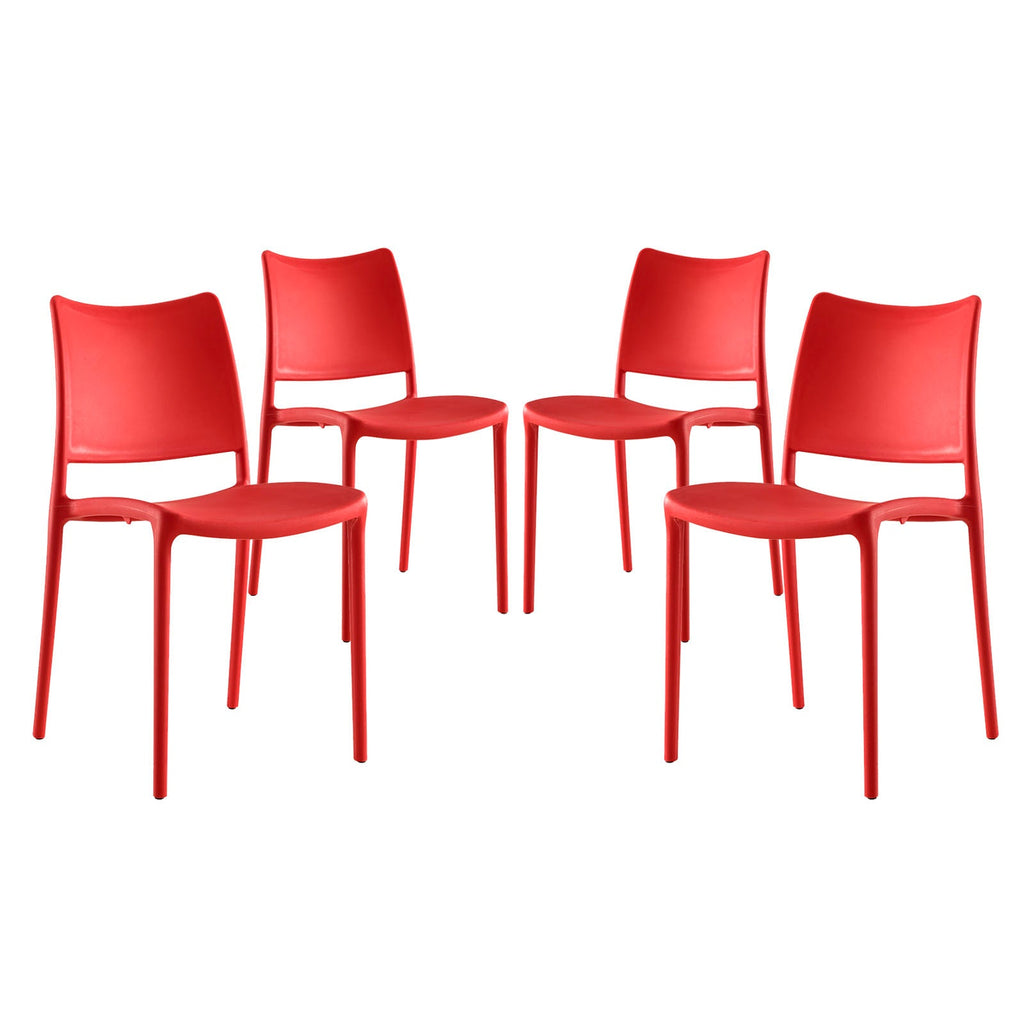 Hipster Dining Side Chair Set of 4 in Red