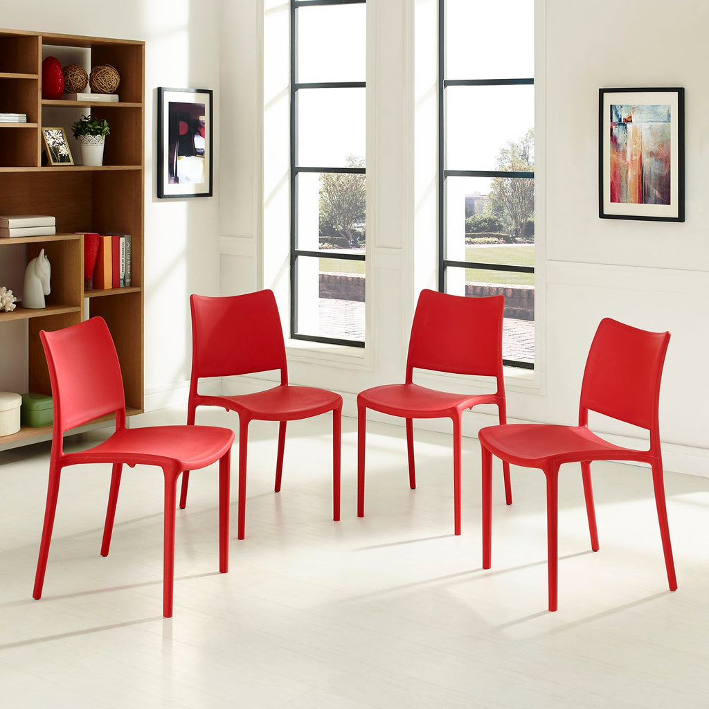 Hipster Dining Side Chair Set of 4 in Red