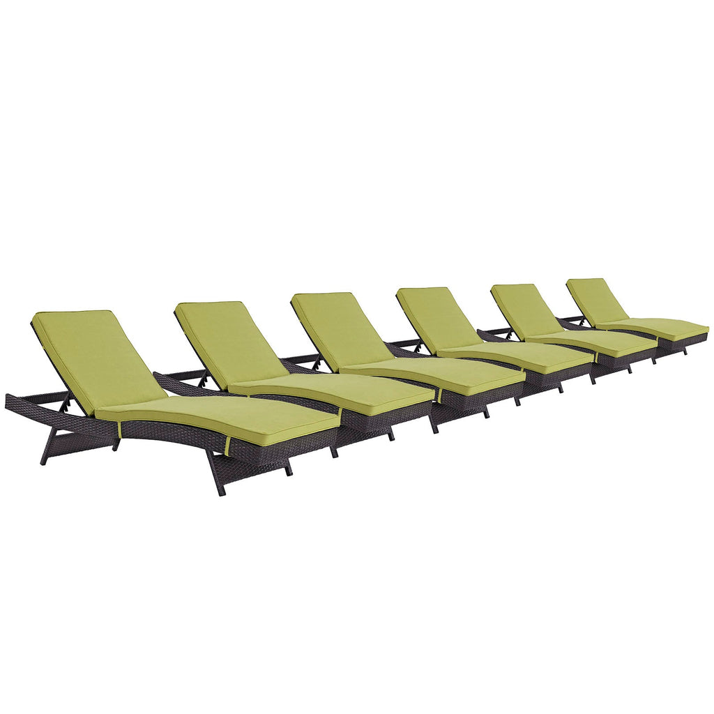 Convene Chaise Outdoor Patio Set of 6 in Espresso Peridot