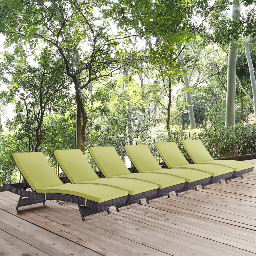 Convene Chaise Outdoor Patio Set of 6 in Espresso Peridot