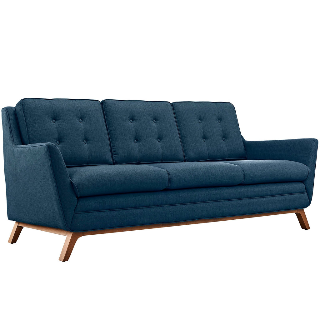 Beguile Living Room Set Upholstered Fabric Set of 3 in Azure