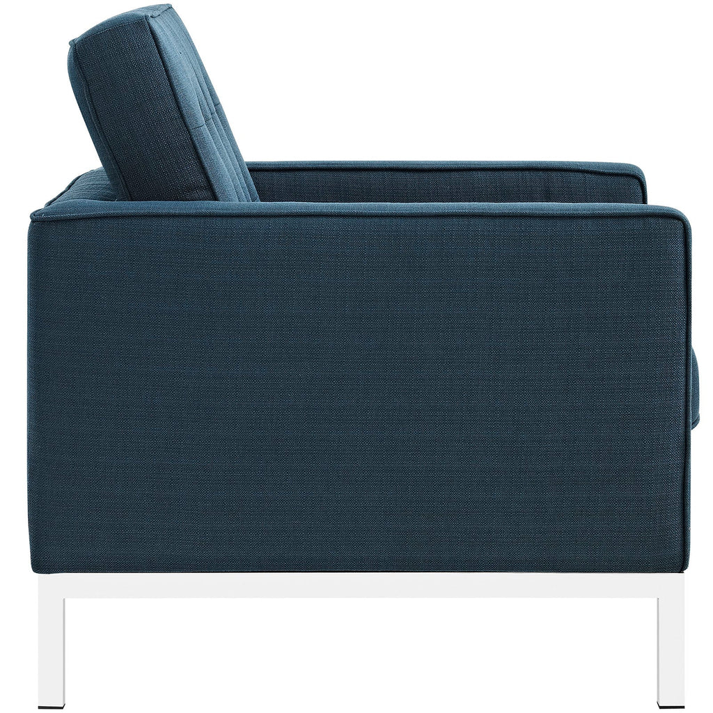 Loft Living Room Set Upholstered Fabric Set of 3 in Azure