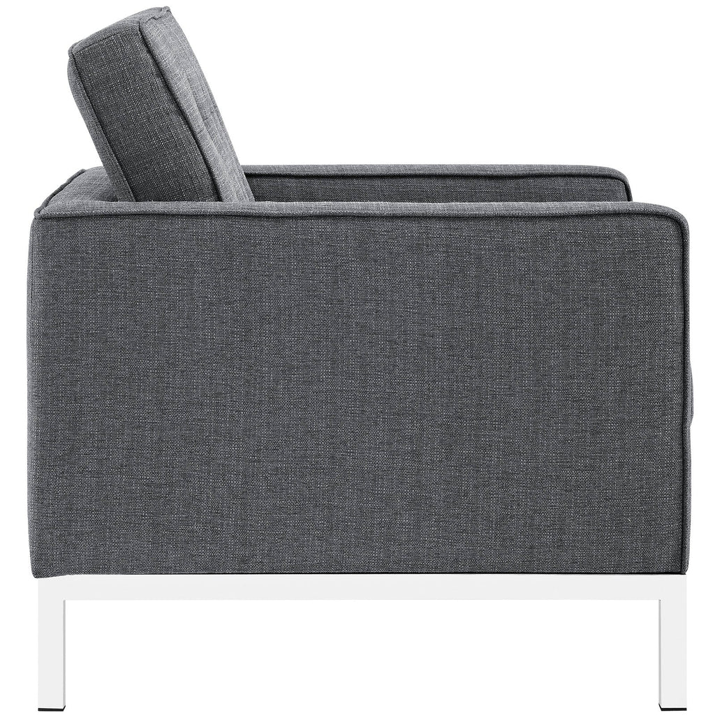 Loft Living Room Set Upholstered Fabric Set of 3 in Gray