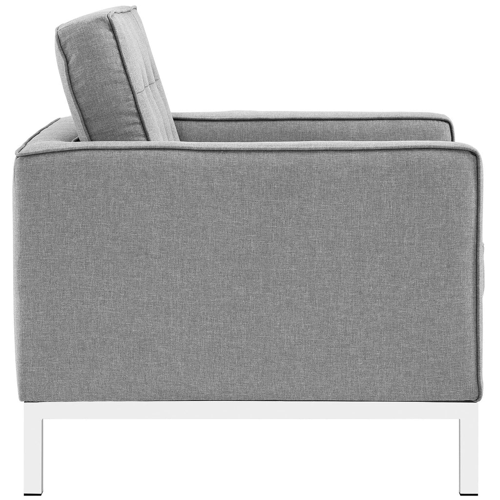 Loft 3 Piece Upholstered Fabric Sofa and Armchair Set in Light Gray