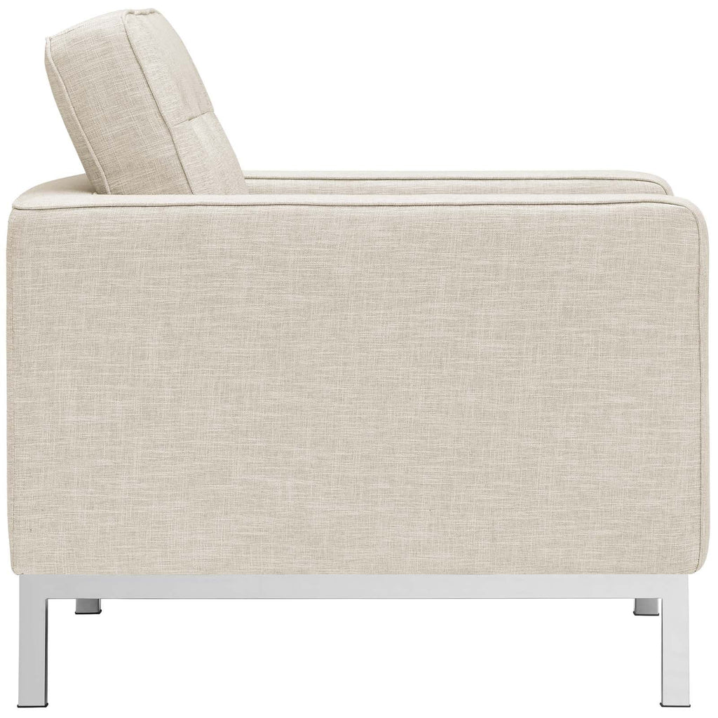 Loft Armchairs Upholstered Fabric Set of 2 in Beige