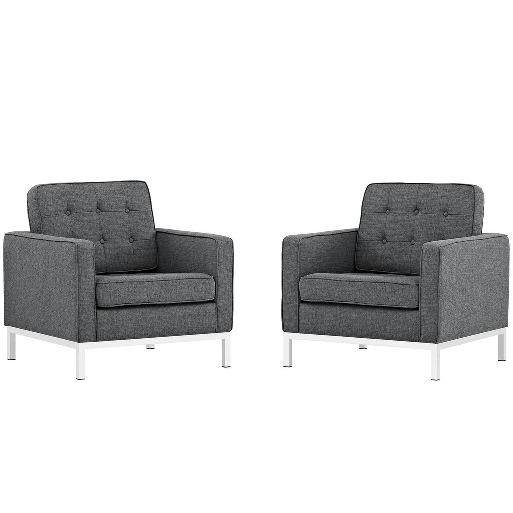 Loft Armchairs Upholstered Fabric Set of 2 in Gray