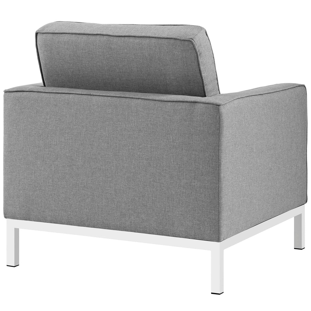 Loft Armchairs Upholstered Fabric Set of 2 in Light Gray