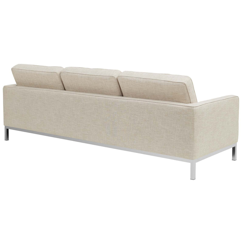 Loft 3 Piece Upholstered Fabric Sofa Loveseat and Armchair Set in Beige