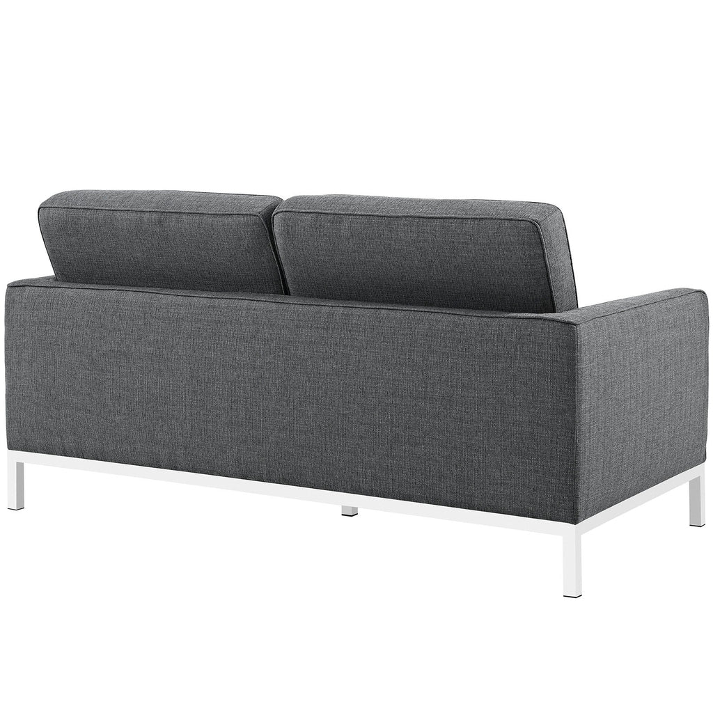 Loft 3 Piece Upholstered Fabric Sofa Loveseat and Armchair Set in Gray