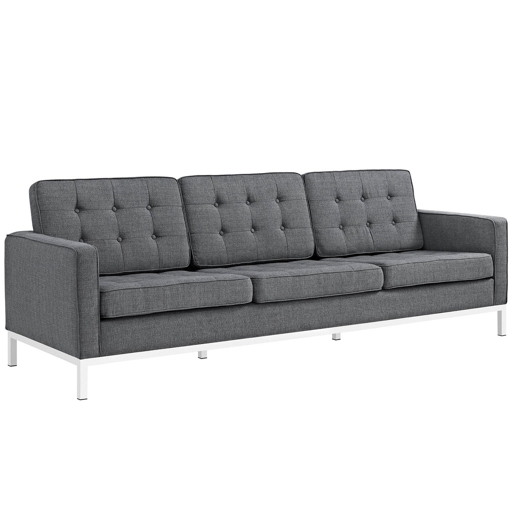 Loft 3 Piece Upholstered Fabric Sofa Loveseat and Armchair Set in Gray