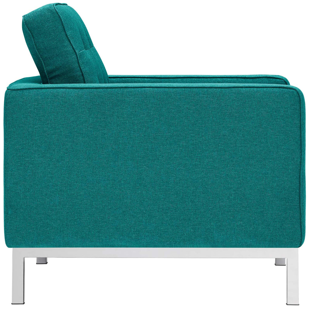 Loft 3 Piece Upholstered Fabric Sofa Loveseat and Armchair Set in Teal