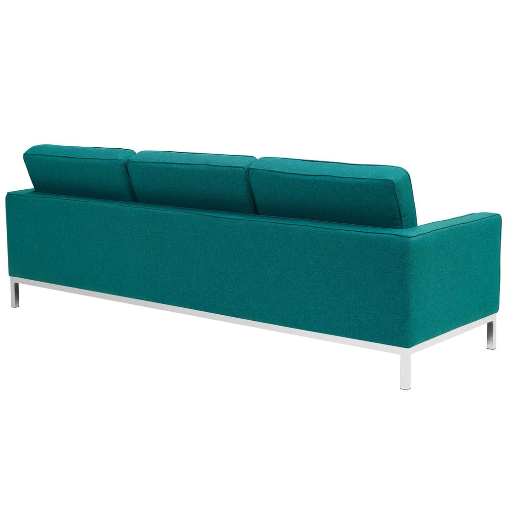 Loft 3 Piece Upholstered Fabric Sofa Loveseat and Armchair Set in Teal