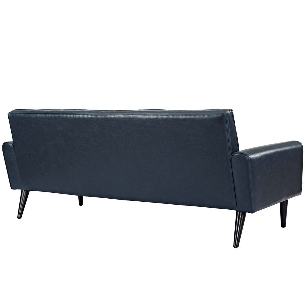 Delve Upholstered Vinyl Sofa in Blue