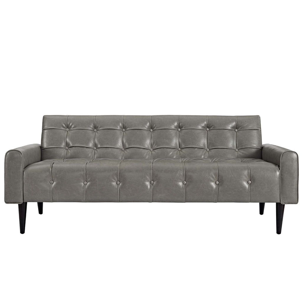 Delve Upholstered Vinyl Sofa in Gray