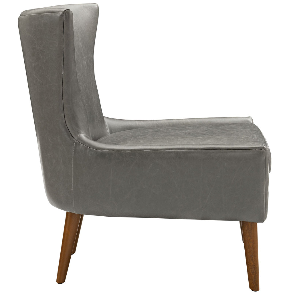 Keen Upholstered Vinyl Armchair in Gray