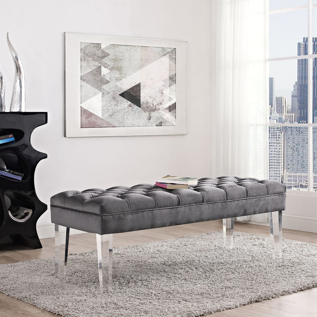 Valet Performance Velvet Bench in Gray