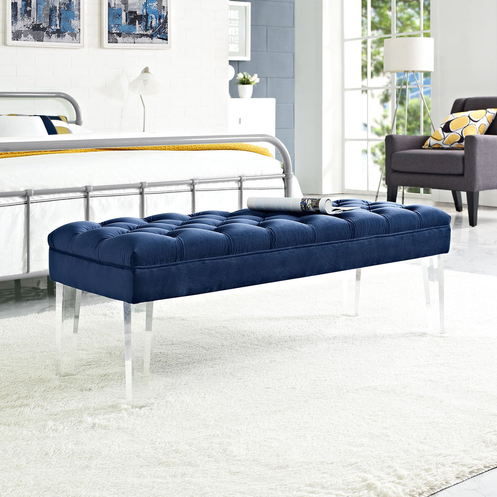 Valet Performance Velvet Bench in Navy