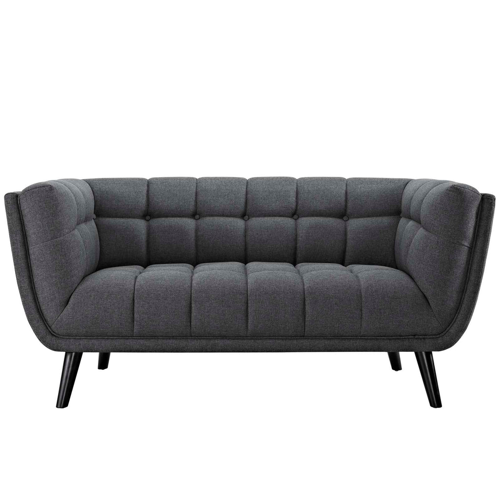 Bestow Upholstered Fabric Loveseat in Gray