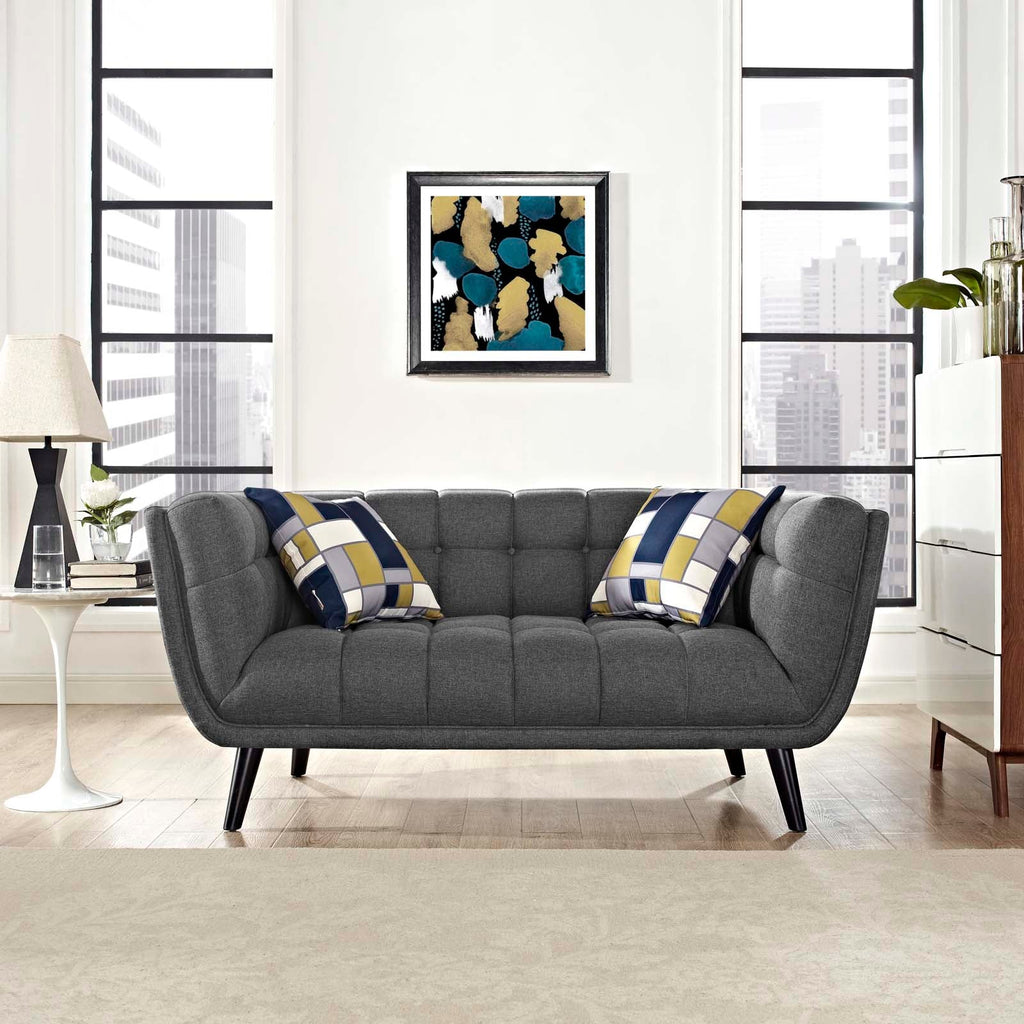 Bestow Upholstered Fabric Loveseat in Gray