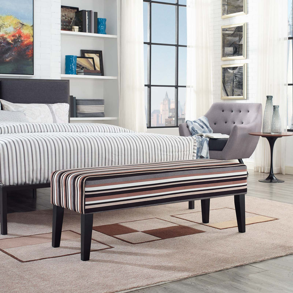 Connect Upholstered Fabric Bench in Stripe