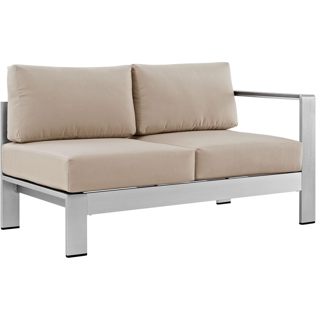 Shore 5 Piece Outdoor Patio Aluminum Sectional Sofa Set in Silver Beige-3