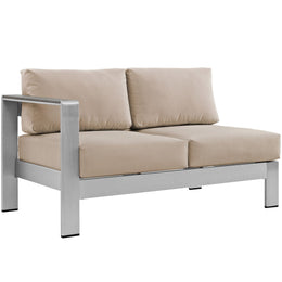 Shore 6 Piece Outdoor Patio Aluminum Sectional Sofa Set in Silver Beige-4