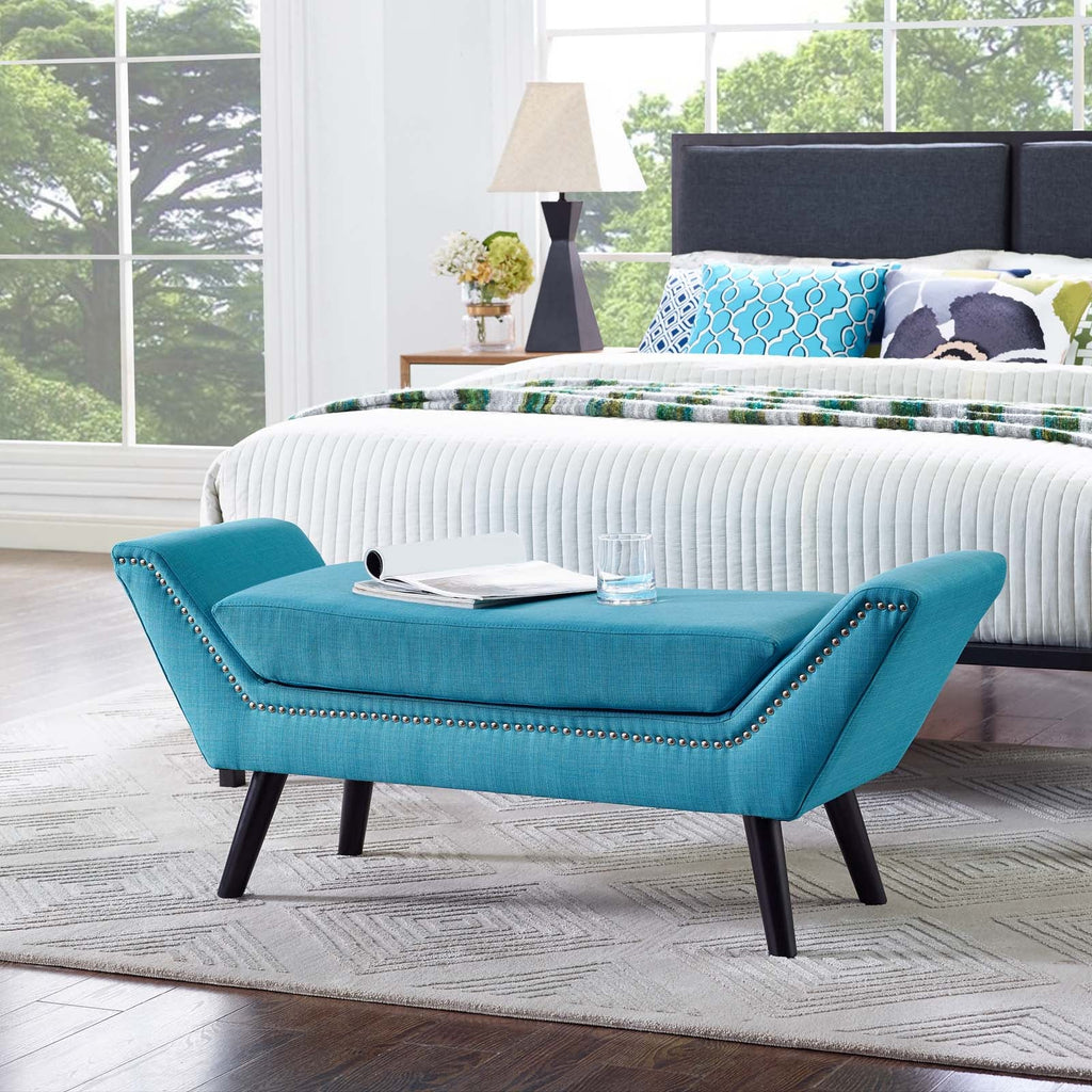 Gambol Upholstered Fabric Bench in Pure Water