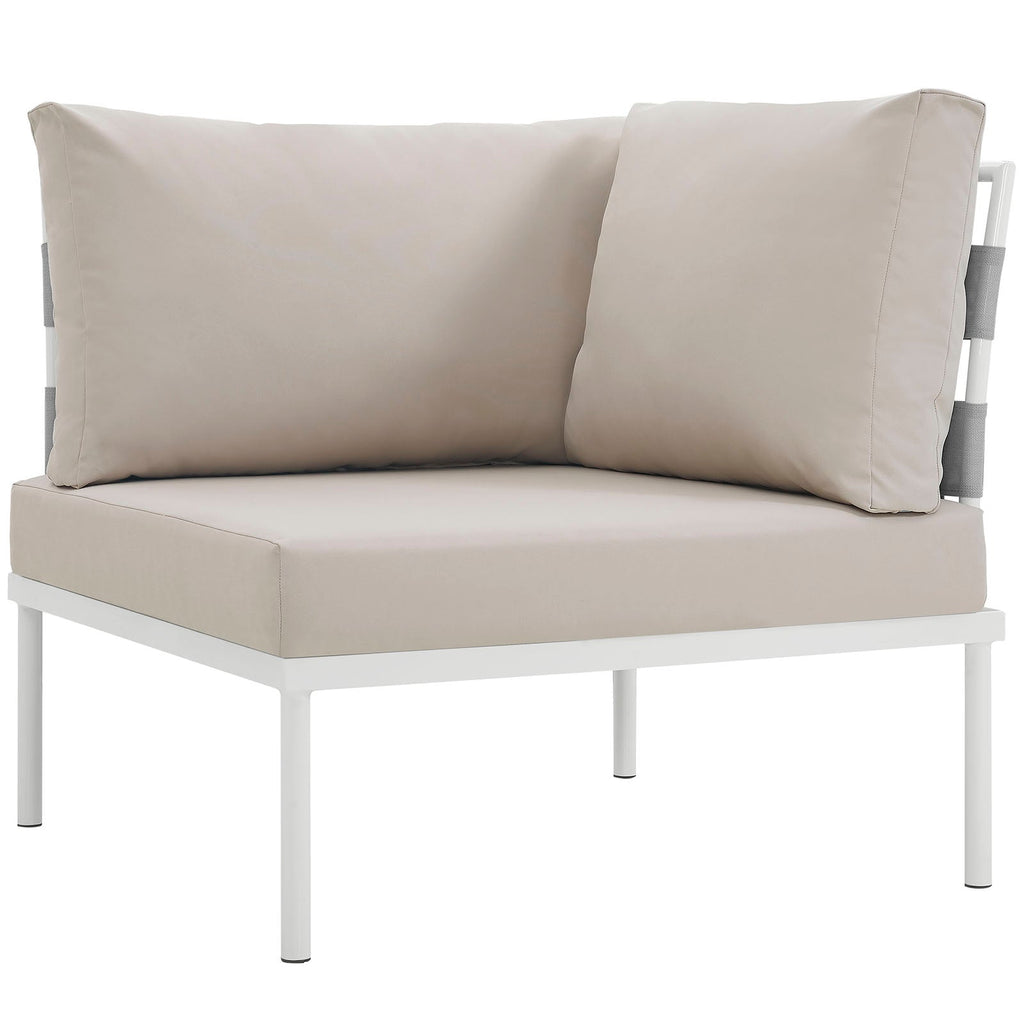 Harmony Outdoor Patio Aluminum Corner Sofa in White Beige