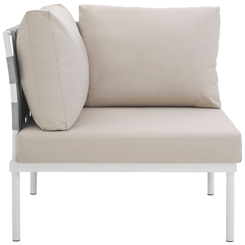 Harmony Outdoor Patio Aluminum Corner Sofa in White Beige