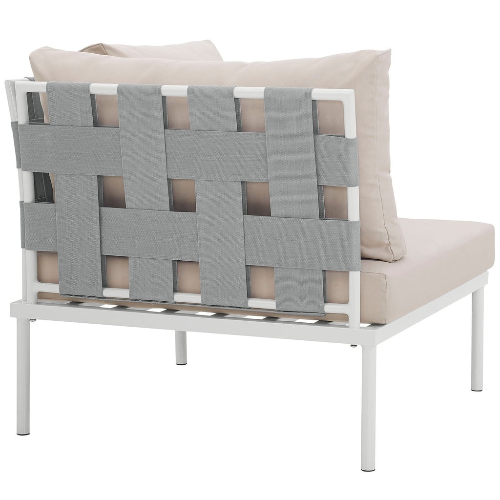 Harmony Outdoor Patio Aluminum Corner Sofa in White Beige