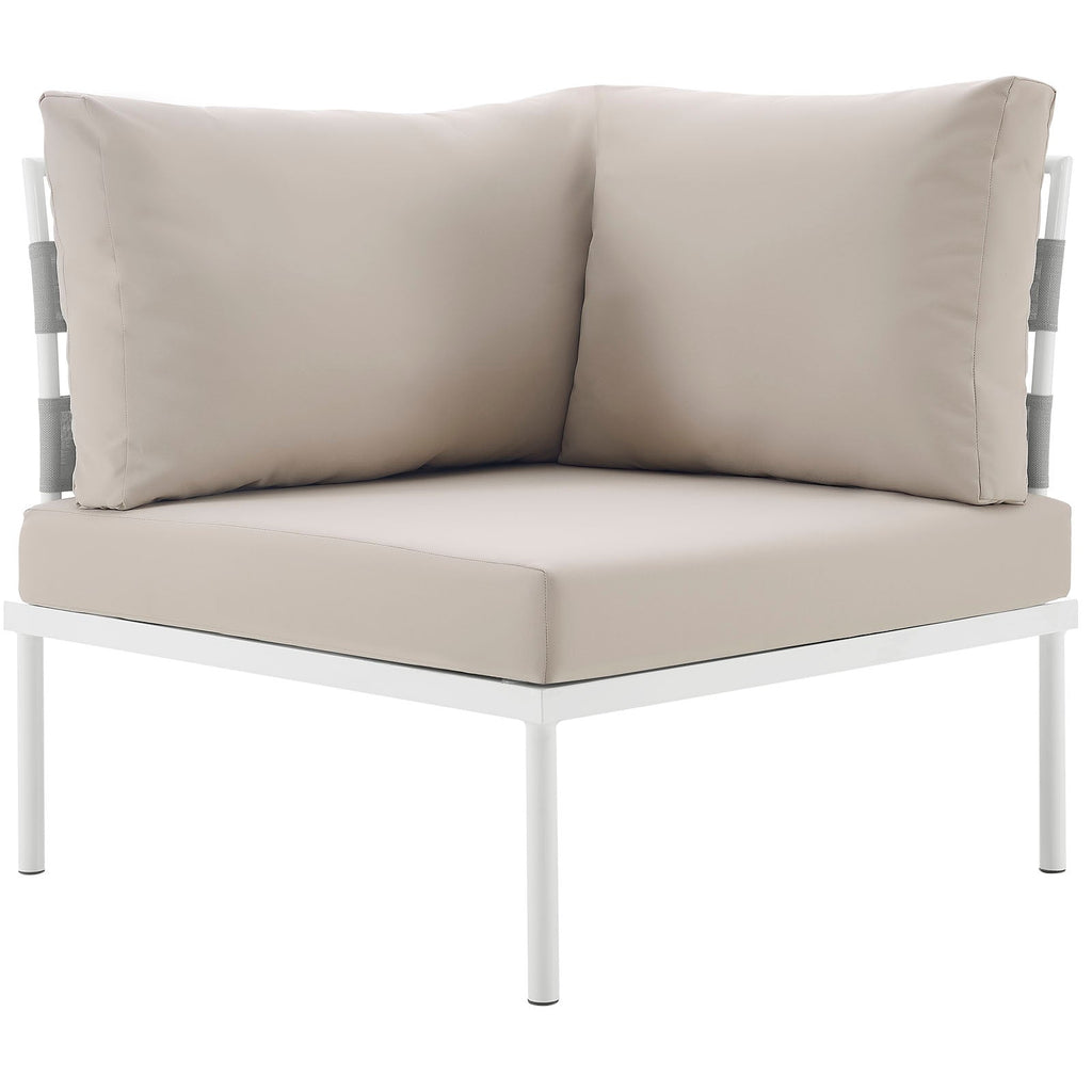 Harmony Outdoor Patio Aluminum Corner Sofa in White Beige