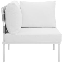 Harmony Outdoor Patio Aluminum Corner Sofa in White White