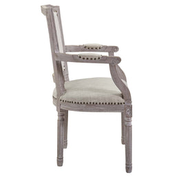 Penchant Vintage French Upholstered Fabric Dining Armchair in Beige