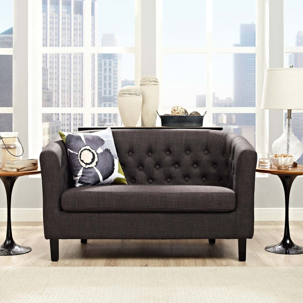 Prospect Upholstered Fabric Loveseat in Brown