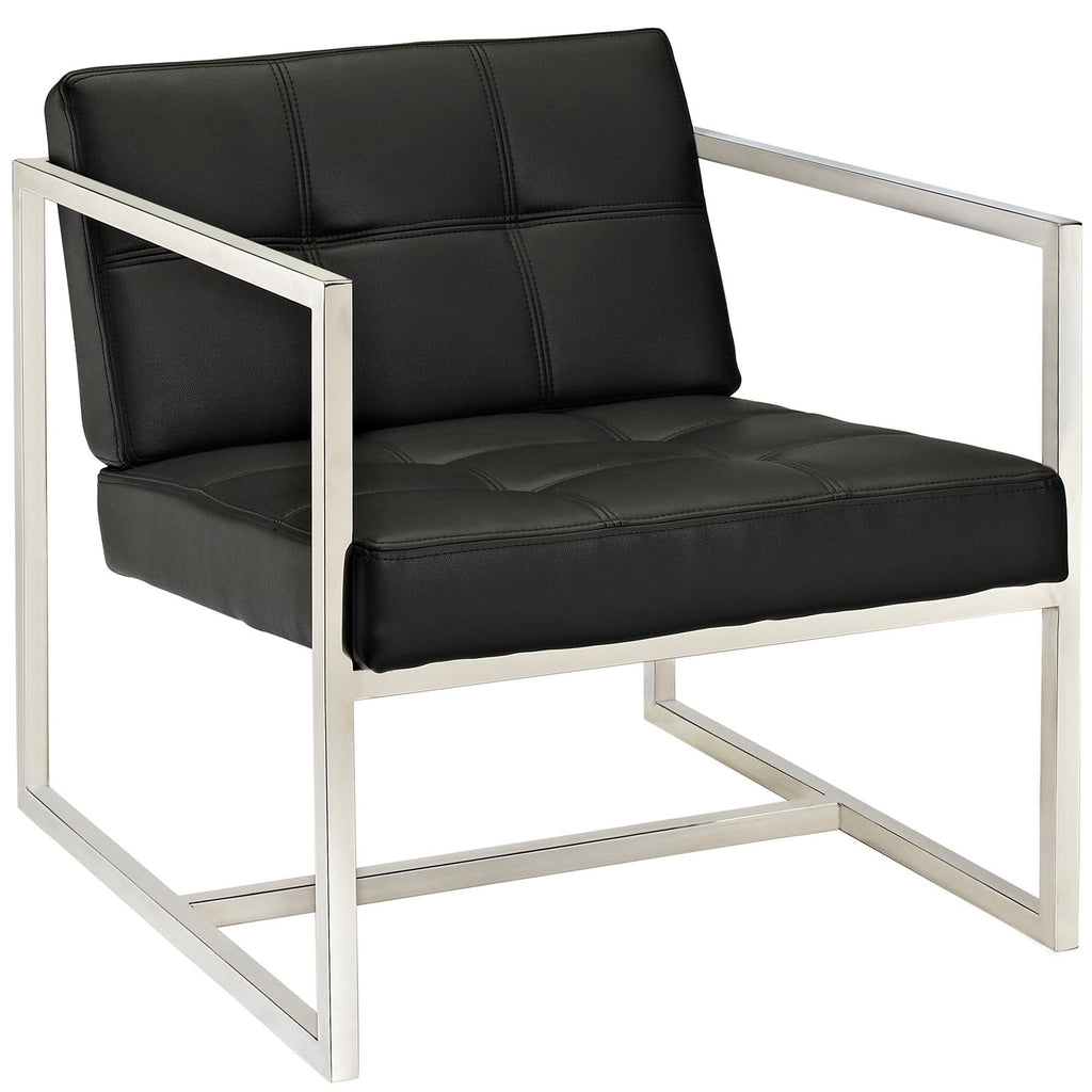 Hover Upholstered Vinyl Lounge Chair in Black