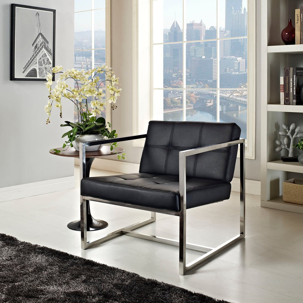 Hover Upholstered Vinyl Lounge Chair in Black