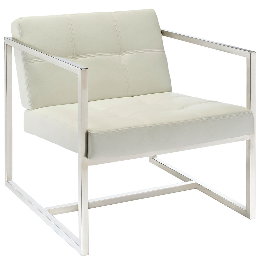 Hover Upholstered Vinyl Lounge Chair in White