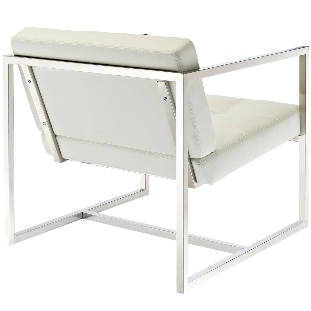 Hover Upholstered Vinyl Lounge Chair in White