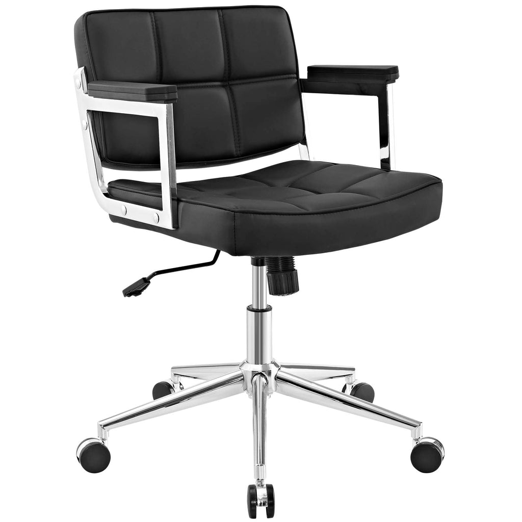 Portray Mid Back Upholstered Vinyl Office Chair in Black